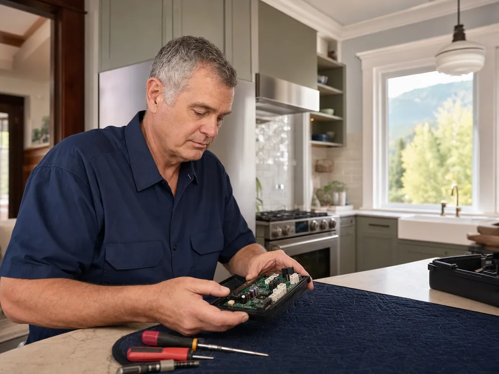 Control board inspection during an appliance repair visit in Denver, Colorado