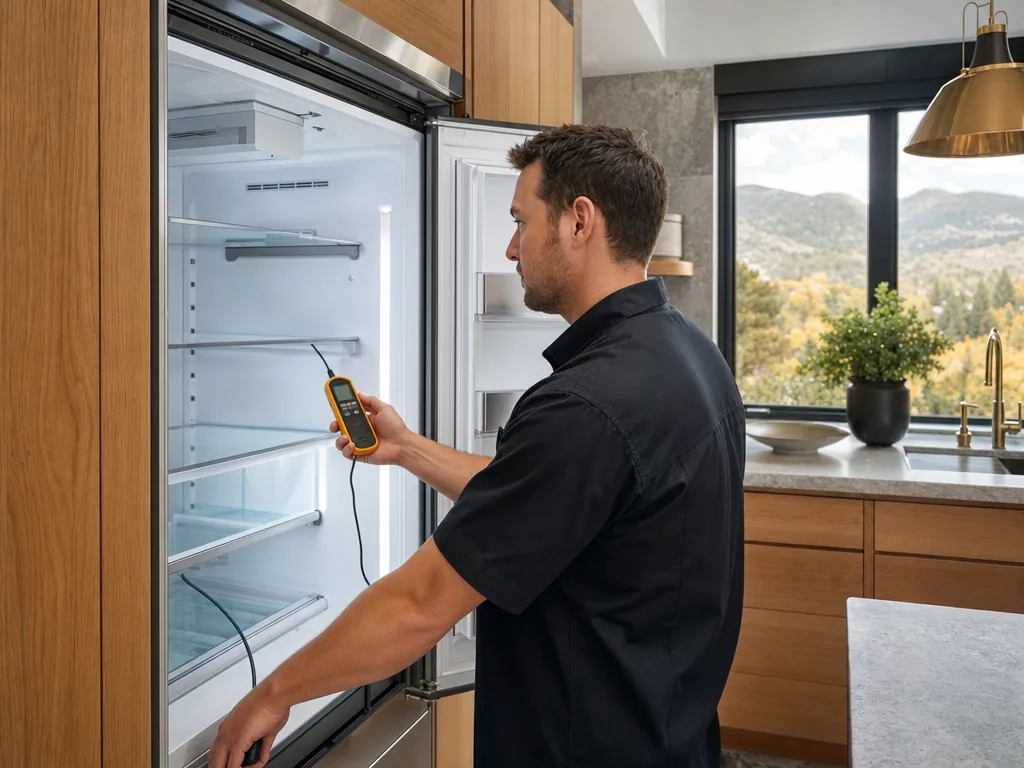 Refrigeration diagnostics during an appliance repair visit in Denver, Colorado