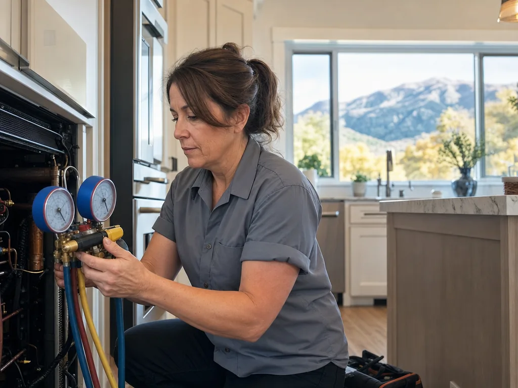 Sealed-system pressure testing during an appliance repair visit in Denver, Colorado